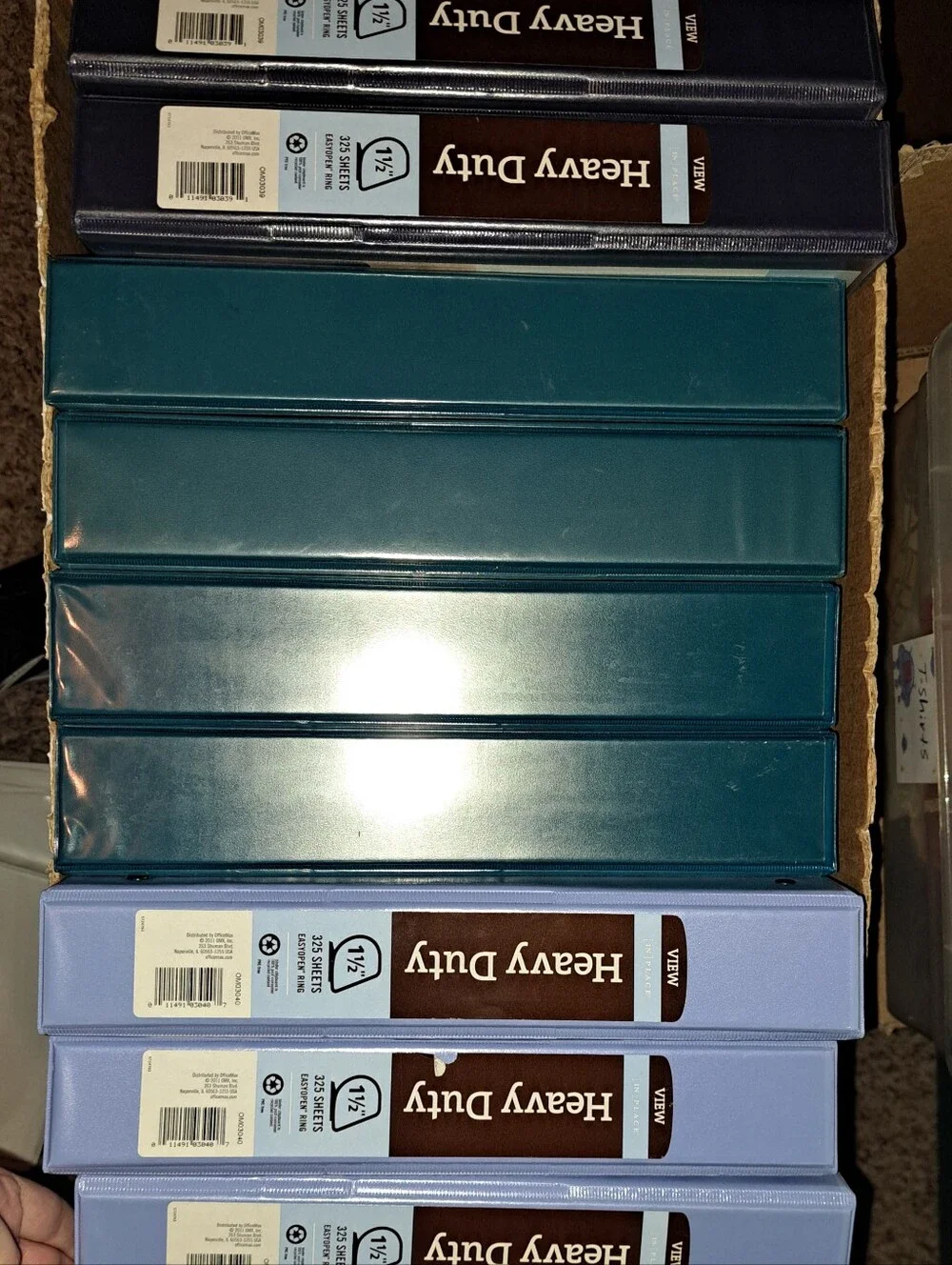 NWT Bundle of 9 Heavy Duty View Hard Cover Binders - Navy, Teal, & Powder Blue